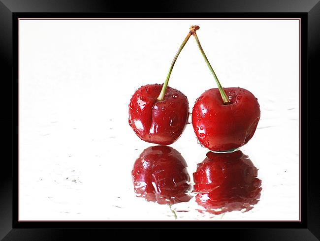 Cherries Framed Print by Art Magdaluyo