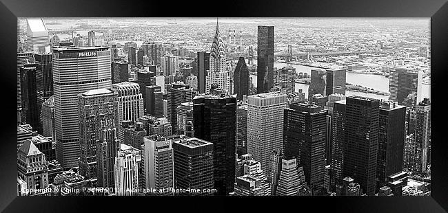 Manhattan New York Panorama Framed Print by Philip Pound