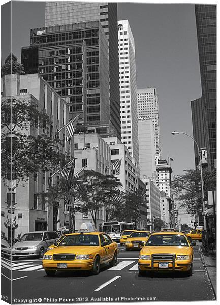 New York Yellow Cabs Canvas Print by Philip Pound