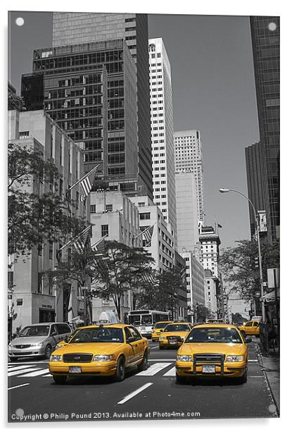 New York Yellow Cabs Acrylic by Philip Pound