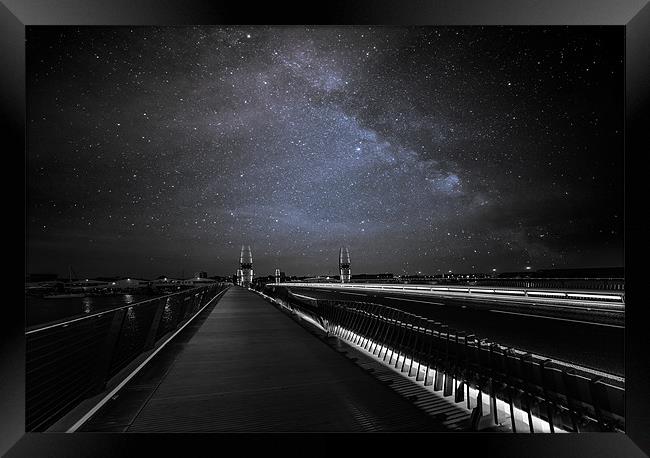Twin Sails Bridge under the Milky Way Framed Print by Daniel Rose