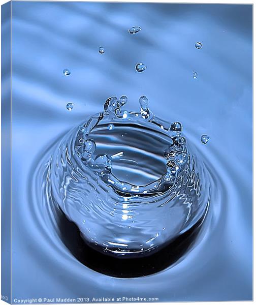 Blue water drop Canvas Print by Paul Madden