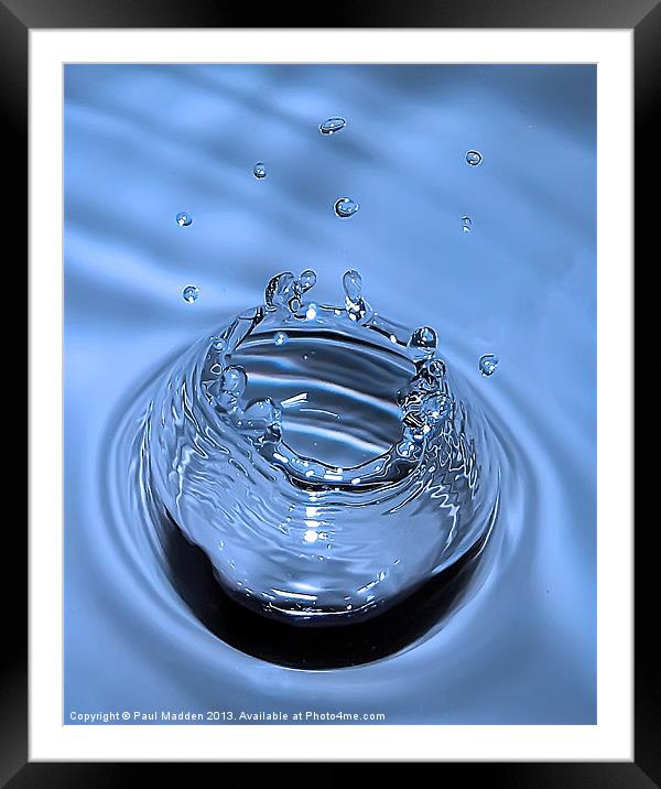 Blue water drop Framed Mounted Print by Paul Madden