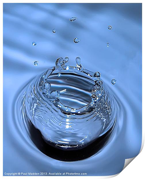 Blue water drop Print by Paul Madden