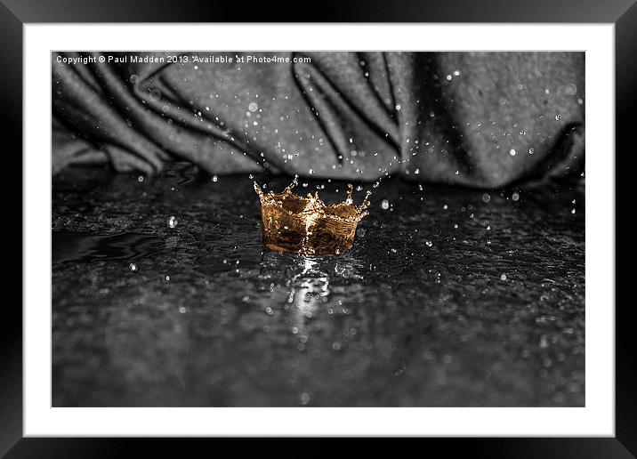 Golden crown water drop Framed Mounted Print by Paul Madden