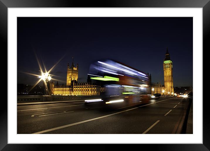 London Night Bus Framed Mounted Print by Neil Pickin