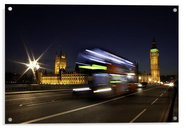 London Night Bus Acrylic by Neil Pickin