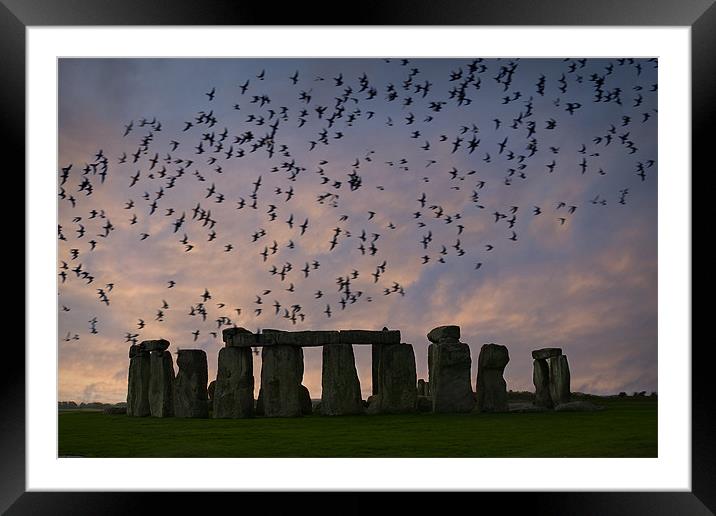 Stonehenge at sunset Framed Mounted Print by mike fendt