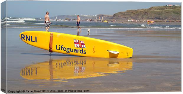 Bude Cornwall Lifeguards Canvas Print by Peter F Hunt