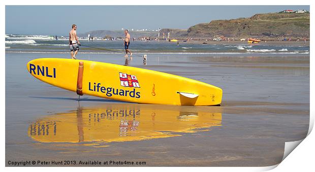 Bude Cornwall Lifeguards Print by Peter F Hunt