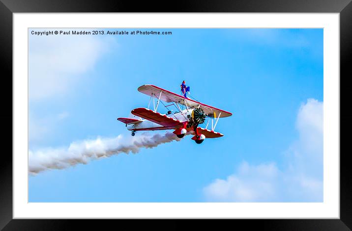 Wingwalker at Southport airshow Framed Mounted Print by Paul Madden
