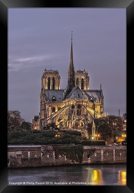 Notre Dame Cathedral Paris De Nuit Framed Print by Philip Pound