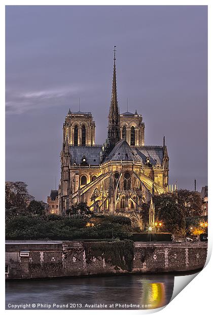 Notre Dame Cathedral Paris De Nuit Print by Philip Pound