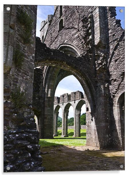 Through the Arches, Llanthony Priory Acrylic by Hazel Powell