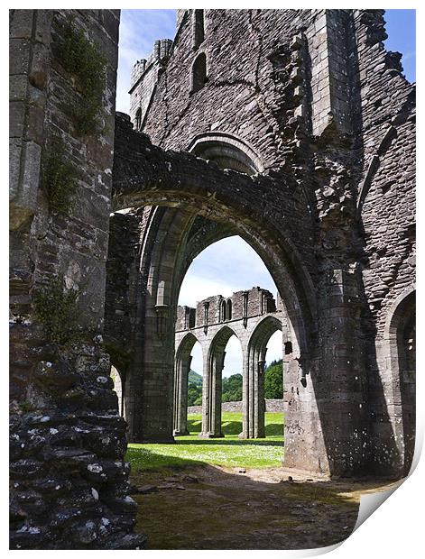 Through the Arches, Llanthony Priory Print by Hazel Powell