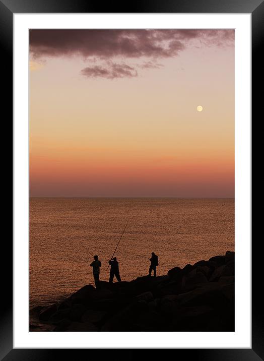 Sunset Sea Fishing Framed Mounted Print by Anthony Michael 