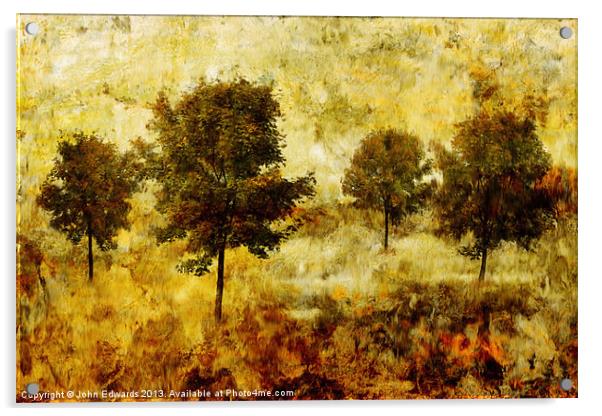 Four Trees Acrylic by John Edwards