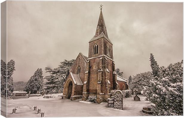 Snowy  Romsey Church Canvas Print by stuart bennett
