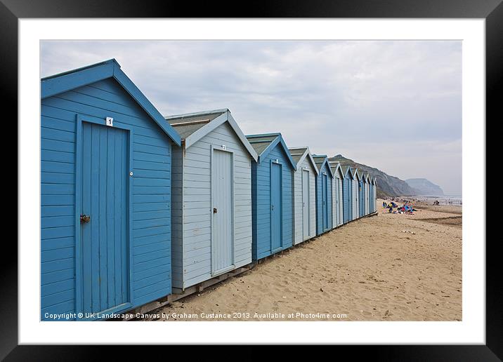 Beach Huts at Charmouth Framed Mounted Print by Graham Custance