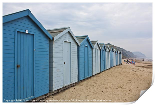 Beach Huts at Charmouth Print by Graham Custance