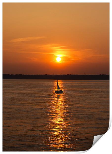 Sailing on the Sunset Print by Tony Fishpool