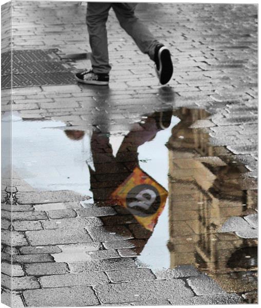 Puddle Reflections Canvas Print by HELEN PARKER