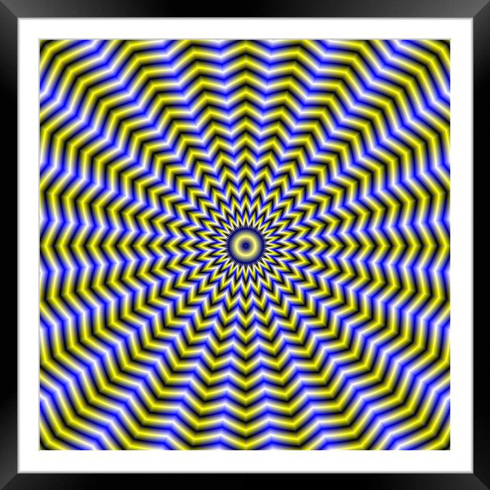 Blue and Yellow Zigzag Ripples Framed Mounted Print by Colin Forrest