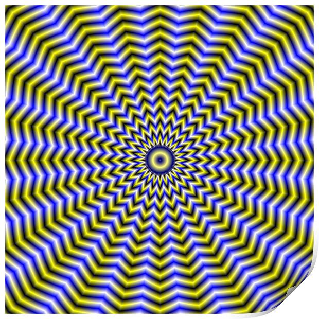 Blue and Yellow Zigzag Ripples Print by Colin Forrest