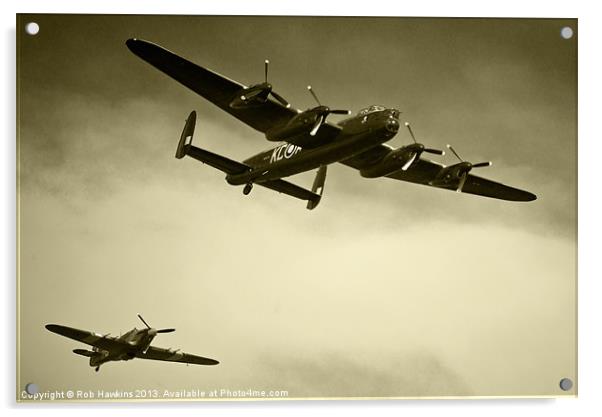 Lancaster and the Hurricane Acrylic by Rob Hawkins