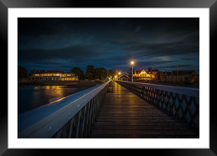 Night - Time Pier towards the shore Framed Mounted Print by Ian Johnston  LRPS