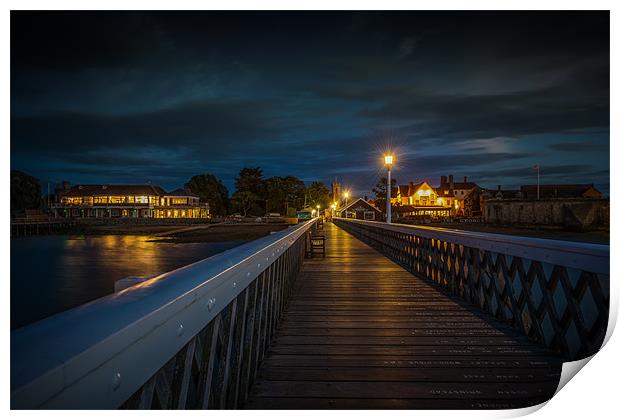 Night - Time Pier towards the shore Print by Ian Johnston  LRPS