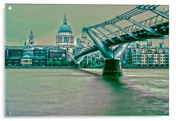 St Pauls & Millenium Bridge Acrylic by Phil Robinson