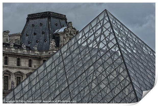 Pyramid at the Louvre Museum Paris Print by Philip Pound