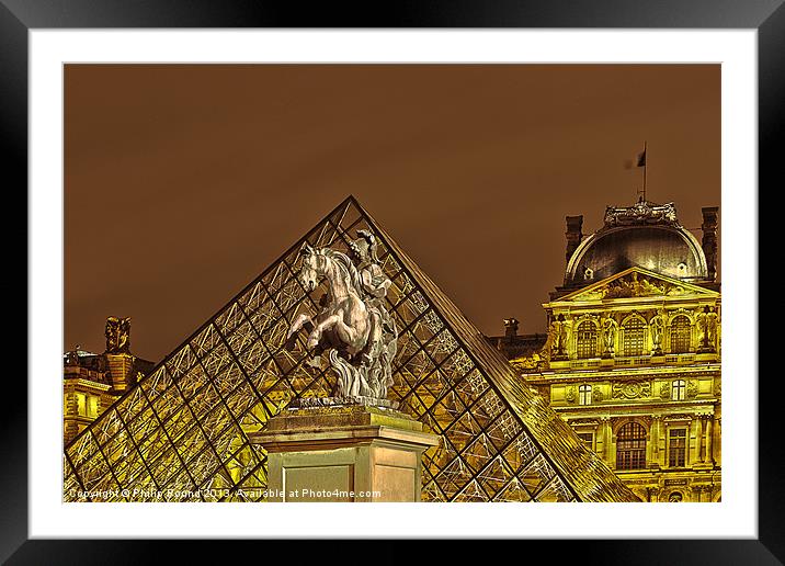 Louvre Museum Paris De Nuit Framed Mounted Print by Philip Pound