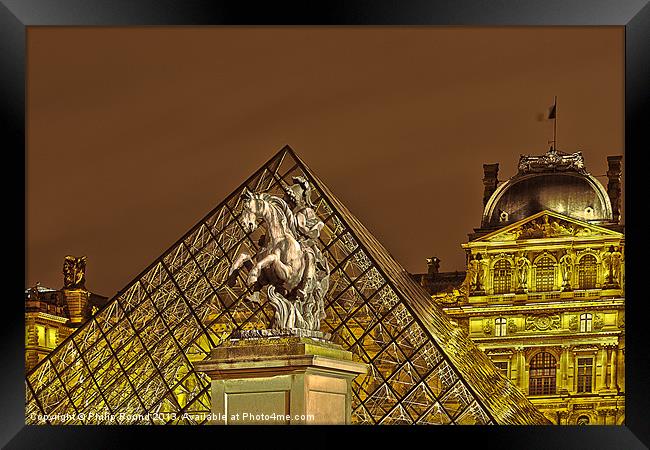 Louvre Museum Paris De Nuit Framed Print by Philip Pound