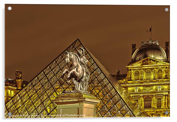 Louvre Museum Paris De Nuit Acrylic by Philip Pound
