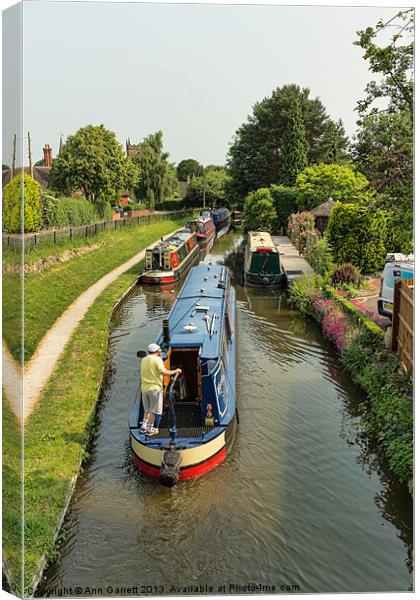 The Trent and Mersey Canal at Alrewas Canvas Print by Ann Garrett