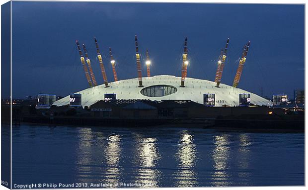 London O2 Arena at Night Canvas Print by Philip Pound
