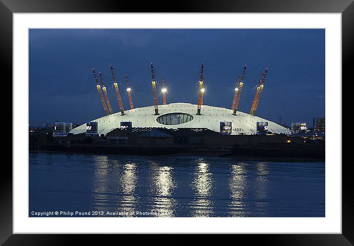 London O2 Arena at Night Framed Mounted Print by Philip Pound