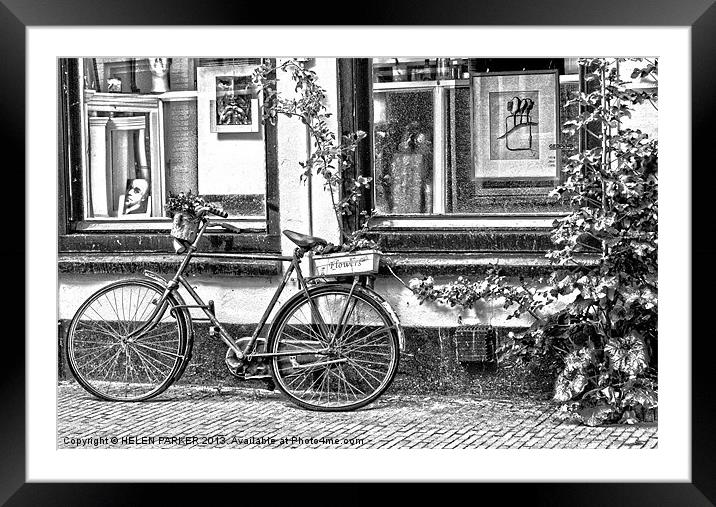 Keeping an eye on the bike Framed Mounted Print by HELEN PARKER