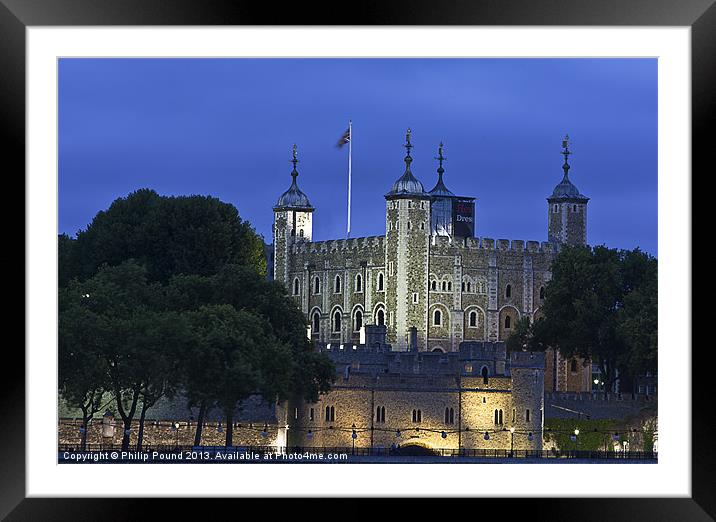 Tower of London At Night Framed Mounted Print by Philip Pound