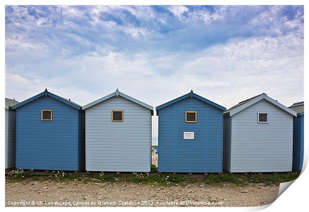 Beach Huts at Charmouth Print by Graham Custance