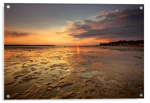 August Sunset at Sandbanks Poole Acrylic by Jennie Franklin