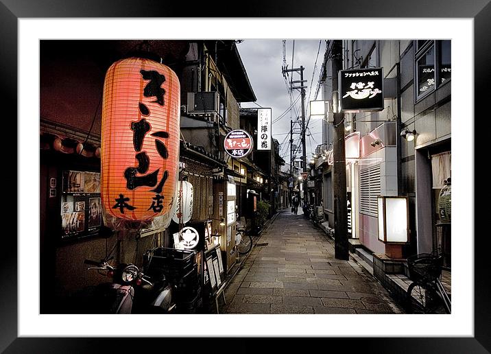 Backstreet in Kyoto Framed Mounted Print by Toby Gascoyne