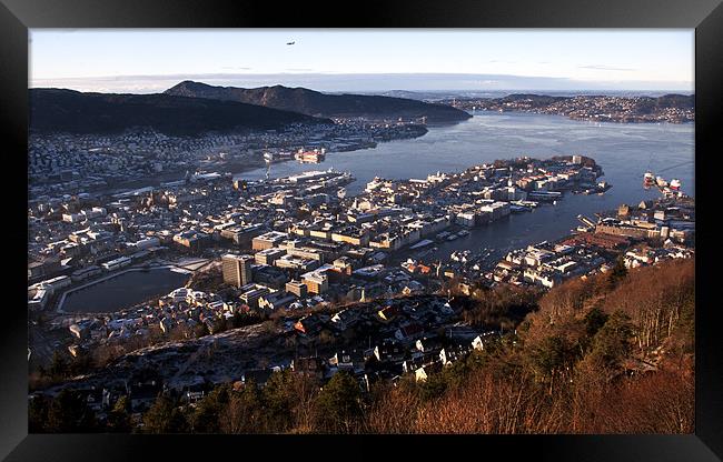 Bergen from Fløyen mountain Framed Print by John Boekee
