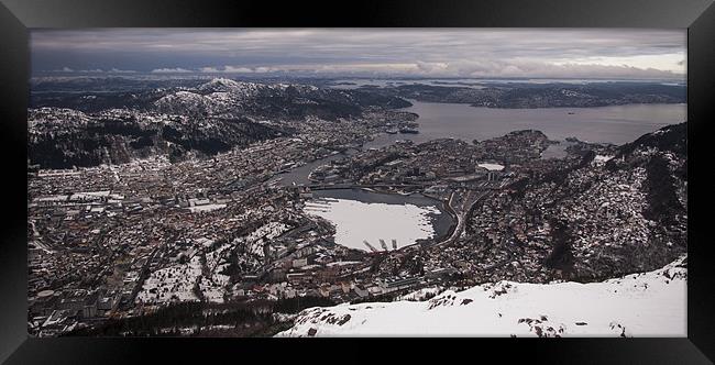 Fløyen mountain Bergen Framed Print by John Boekee