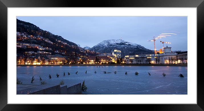 Bergen ice lake at night Framed Mounted Print by John Boekee