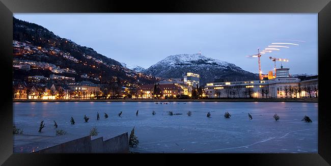 Bergen ice lake at night Framed Print by John Boekee