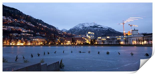 Bergen ice lake at night Print by John Boekee