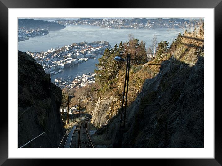 Bergen from Fløyen mountain Framed Mounted Print by John Boekee